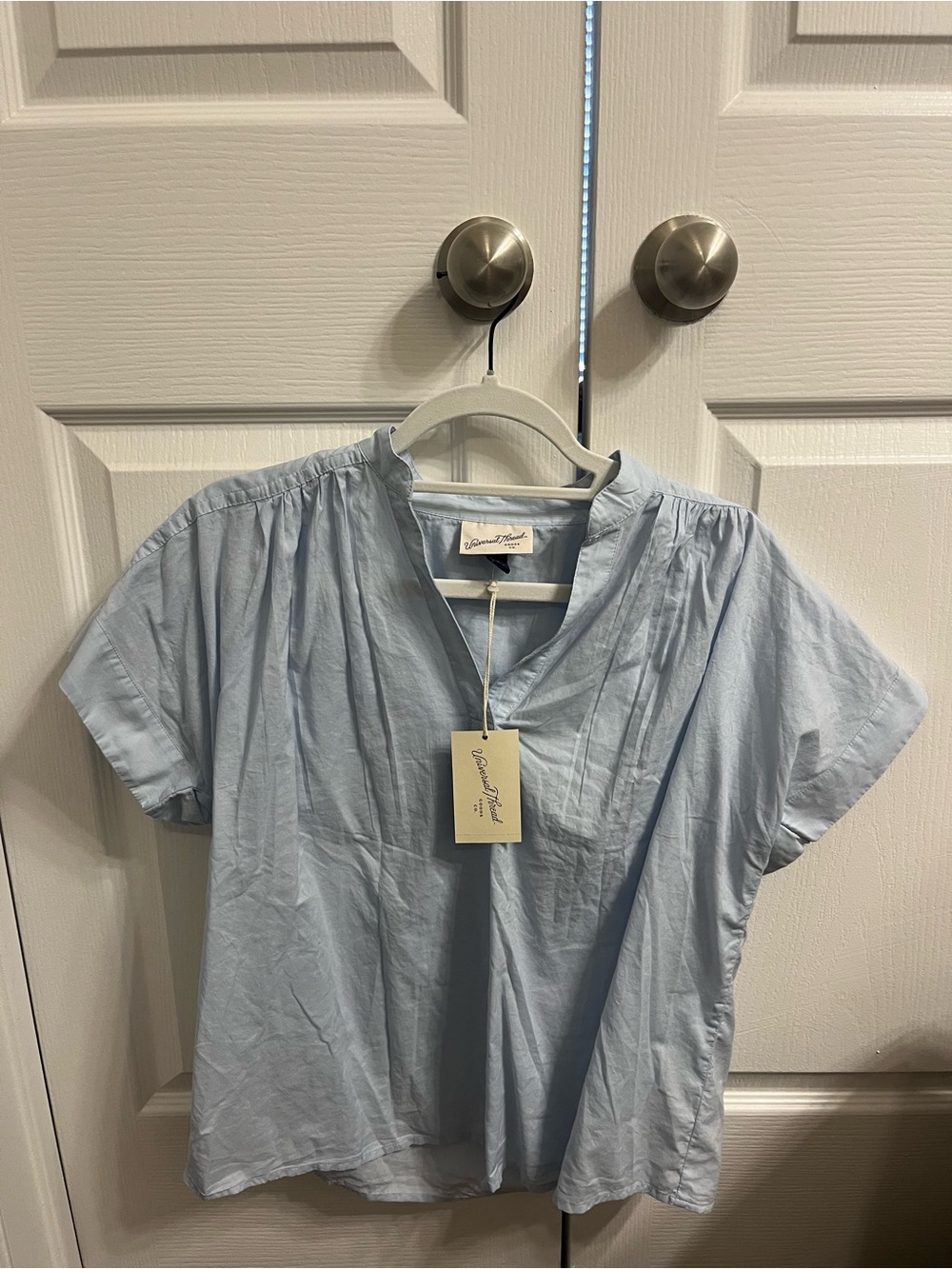 Universal Thread Light Blue Short Sleeve Cotton Blouse